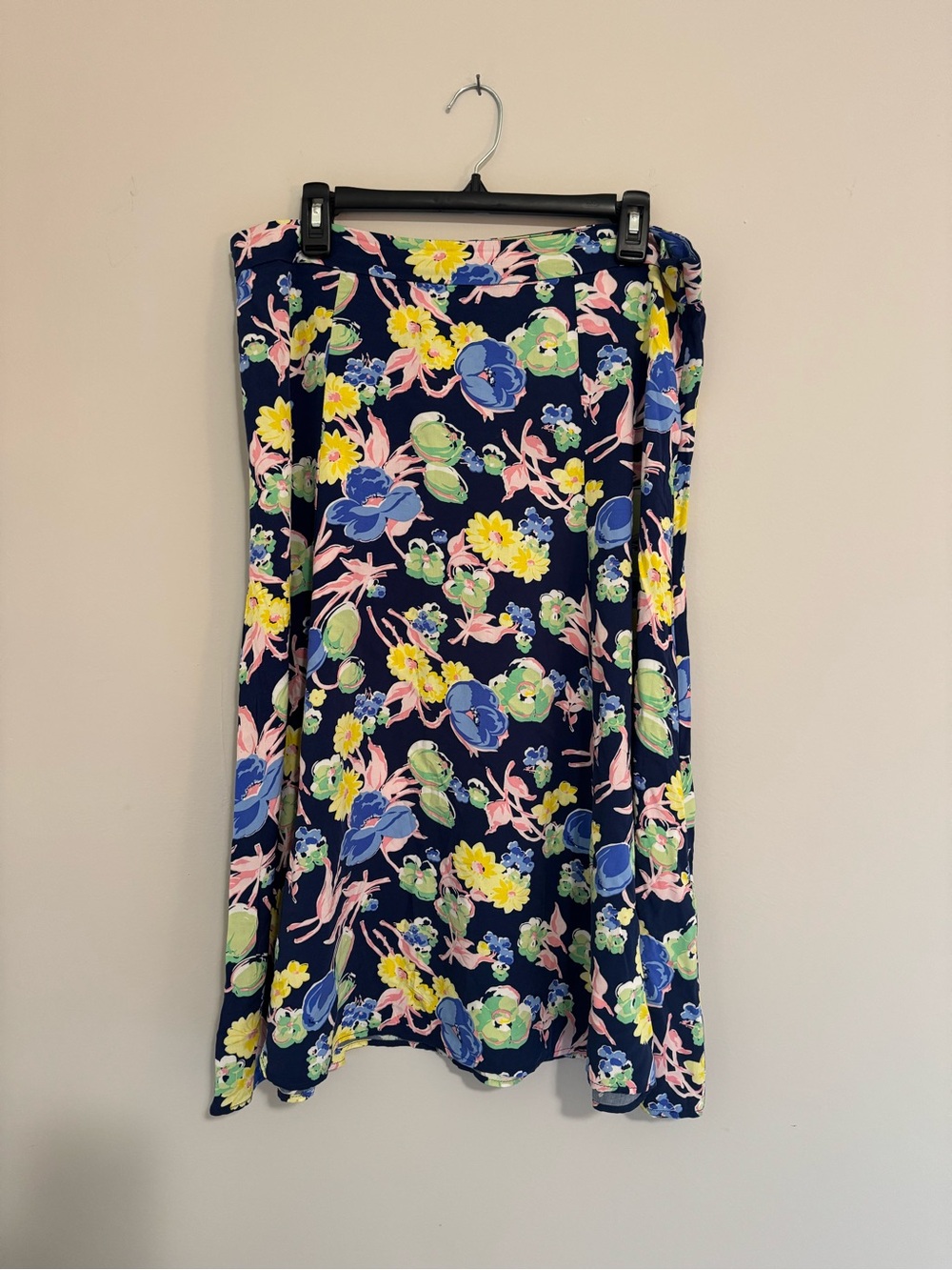 Navy Floral A-Line Skirt